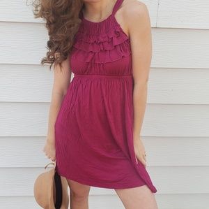 High neck dress with ruffles